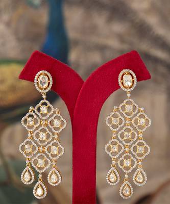 Gold plated polki jhumkas in sterling silver 1