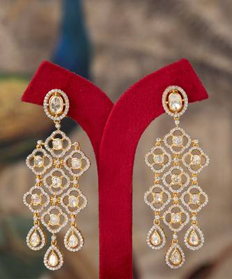 Gold plated polki jhumkas in sterling silver 2