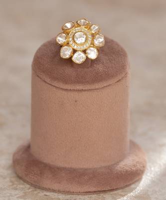 Gold plated kundan ring in sterling silver 2