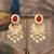 Gold plated red stone jhumkas in sterling silver