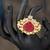 Gold plated red stone kundan ring in sterling silver