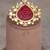 Gold plated red stone kundan ring in sterling silver