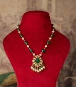Gold plated  green kundan necklace in sterling silver