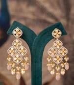 Gold plated pink beads jhumkas in sterling silver