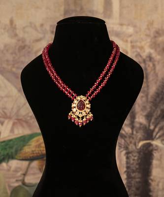 Gold plated  red stone  kundan necklace in sterling silver 1