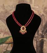 Gold plated  red stone  kundan necklace in sterling silver