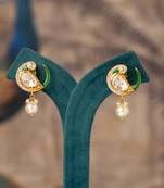 Gold plated polki jhumkas in sterling silver