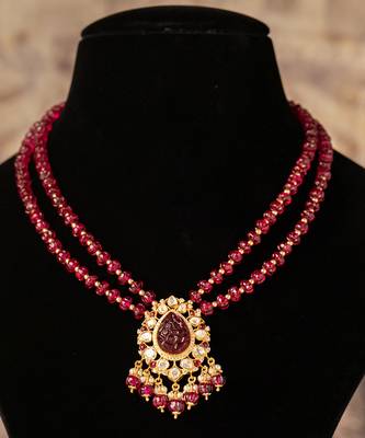 Gold plated  red stone  kundan necklace in sterling silver 2