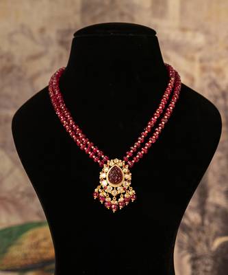 Gold plated  red stone  kundan necklace in sterling silver 3
