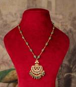 Gold plated  green stone kundan necklace in sterling silver