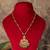 Gold plated  green stone kundan necklace in sterling silver