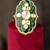 Gold plated green stone kundan ring in sterling silver