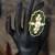 Gold plated green stone kundan ring in sterling silver