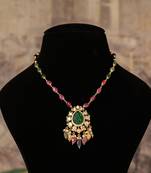 Gold plated  multicolor kundan necklace in sterling silver