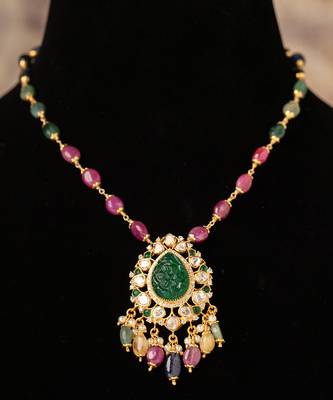 Gold plated  multicolor kundan necklace in sterling silver 3