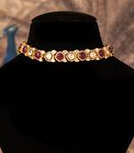 Gold plated  red stone kundan necklace in sterling silver