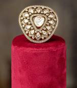 Gold plated kundan ring in sterling silver