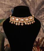 Gold plated  red stone kundan necklace in sterling silver