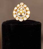 Gold plated  kundan ring in sterling silver