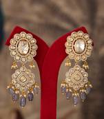 Gold plated purple beads jhumkas in sterling silver