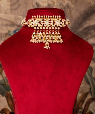 Gold plated   kundan necklace in sterling silver 1