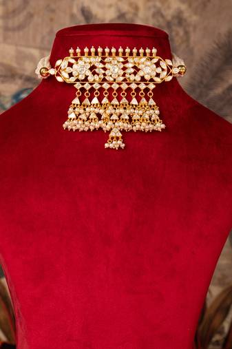 Gold plated   kundan necklace in sterling silver