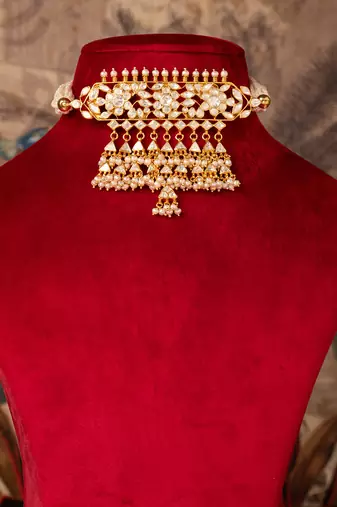 Gold plated   kundan necklace in sterling silver