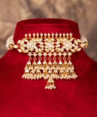 Gold plated   kundan necklace in sterling silver 2