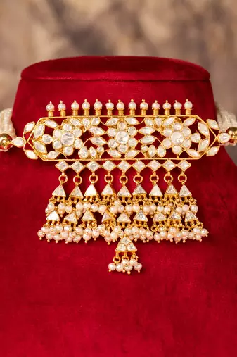 Gold plated   kundan necklace in sterling silver