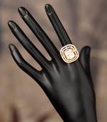 Gold plated  kundan ring in sterling silver