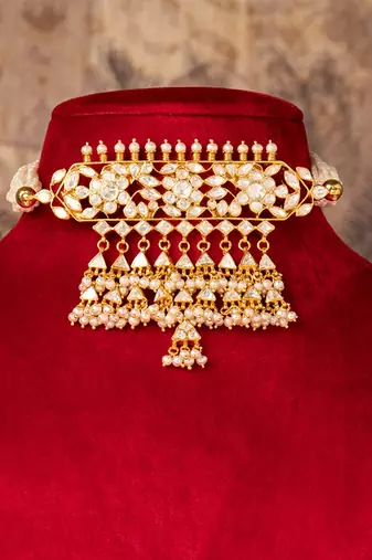 Gold plated   kundan necklace in sterling silver