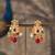Gold plated multicolor polki jhumkas in sterling silver