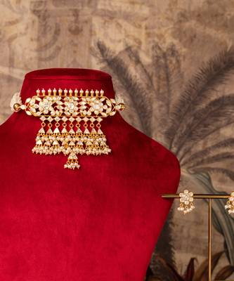 Gold plated   kundan necklace in sterling silver 4