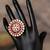 Gold plated  pink stone kundan ring in sterling silver