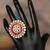 Gold plated  pink stone kundan ring in sterling silver