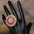 Gold plated  pink stone kundan ring in sterling silver