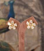 Gold plated polki studs in sterling silver