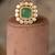 Gold plated  Green Stone kundan ring in sterling silver