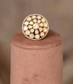 Gold plated kundan ring in sterling silver