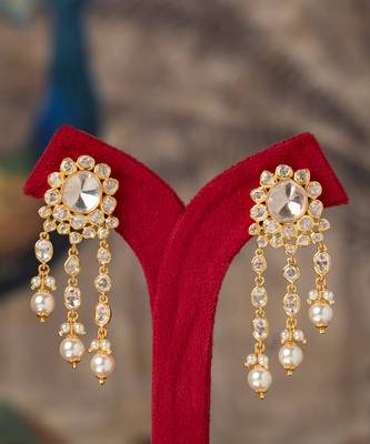 Gold plated white pealrs  jhumkas in sterling silver 1