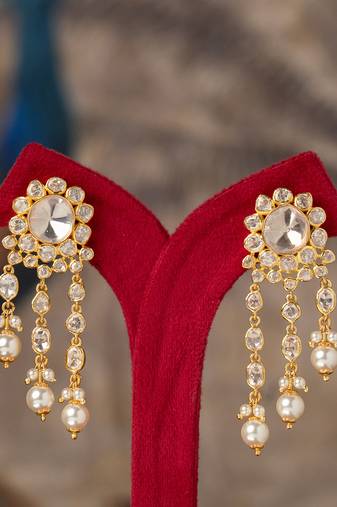 Gold plated white pealrs  jhumkas in sterling silver