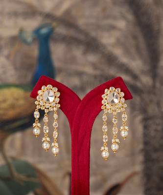 Gold plated white pealrs  jhumkas in sterling silver 2