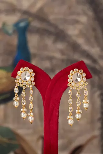 Gold plated white pealrs  jhumkas in sterling silver