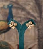 Gold plated polki studs in sterling silver