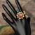 Gold plated  red stone  kundan ring in sterling silver