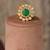 Gold plated green stone kundan ring in sterling silver