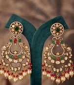 Gold plated multicolor polki jhumkas in sterling silver