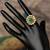 Gold plated green stone kundan ring in sterling silver