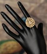 Gold plated kundan ring in sterling silver
