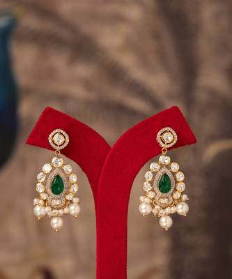 Gold plated white pearls jhumkas in sterling silver 1